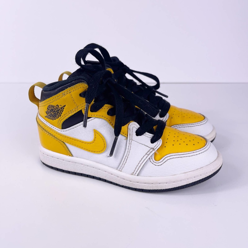 Nike Air Jordan 1 Mid PS Shoes University Gold 640734-170 Youth Kids Size 11C